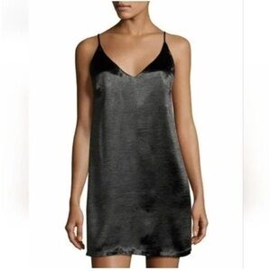 NWT MINKPINK V-Neck Strappy Black Boudoir Satin Slip Mini Dress Size M